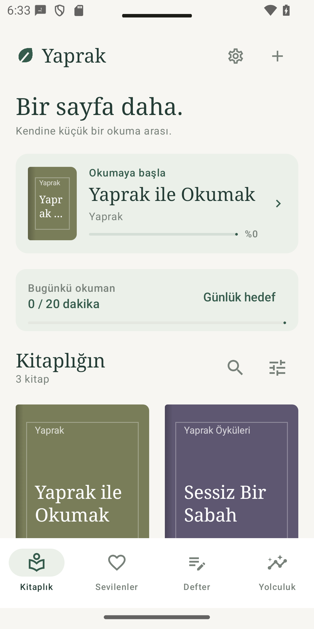 Yaprak telefon kütüphane ekranı
